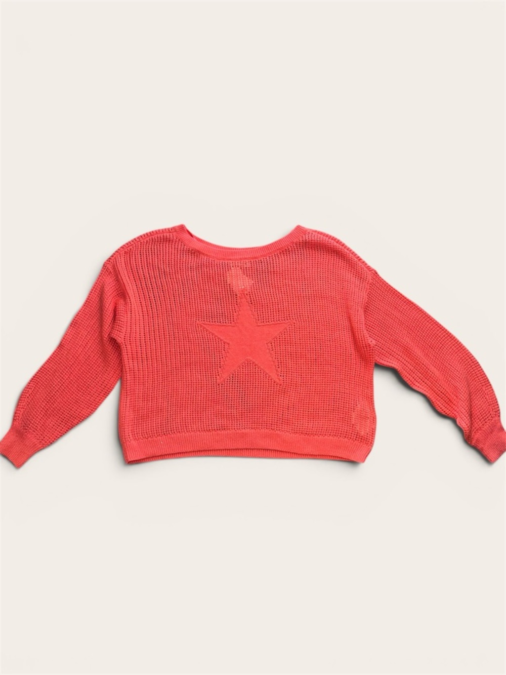 Hollister Coral Knit Star-Back Crew Sweater